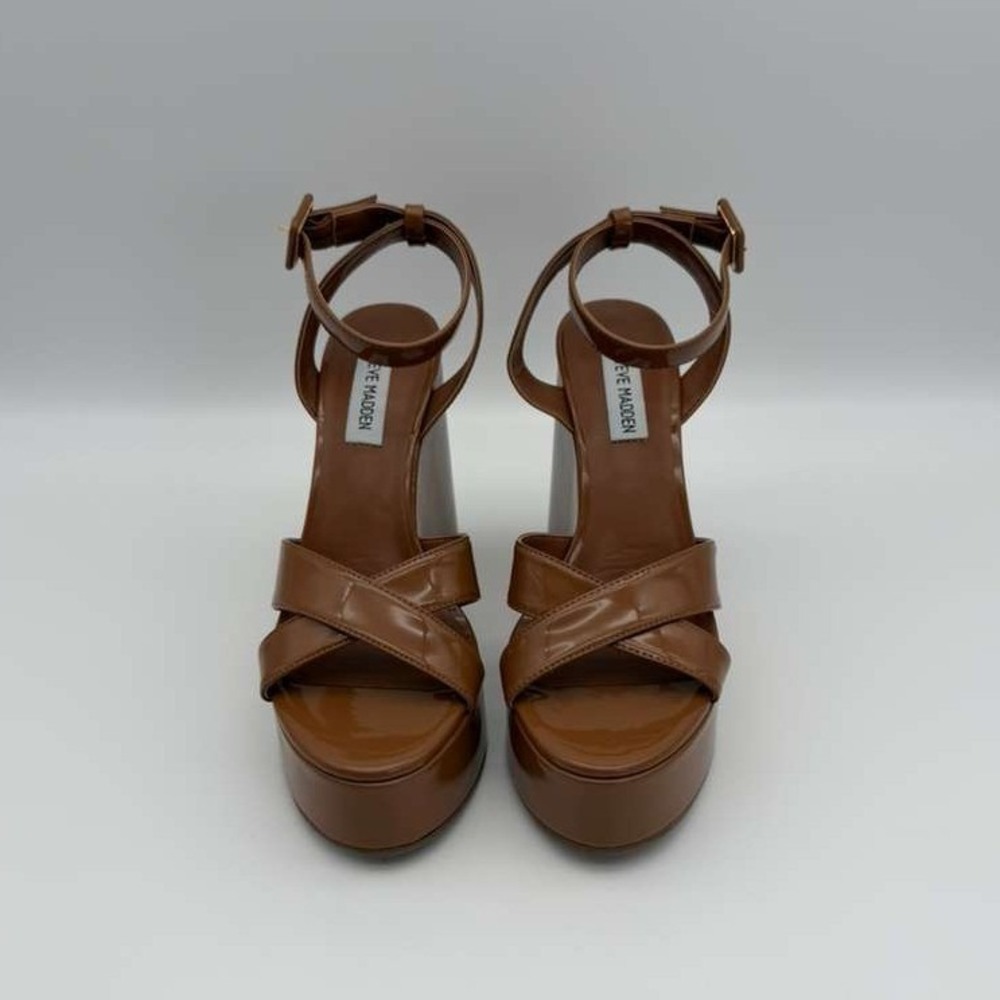 Steve Madden Pinnacle Sandals – Camel Patent – Size 7.5 – Brand New - Picture 13 of 13